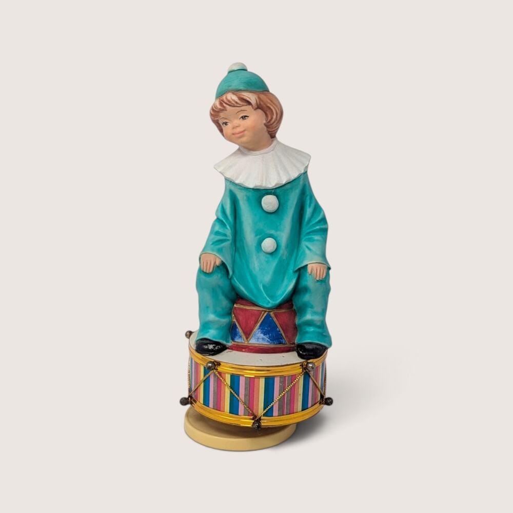 Vintage Clown Music Box | 1970s Ceramic Musical Figurine Circus Decor